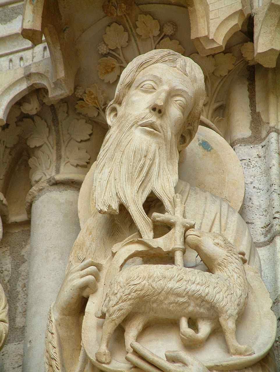 São João Batista anuncia o Cordeiro de Deus: Cristo Catedral de Chartres